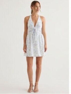 Kestan Blue & White Floral "Robin" Halter Dress